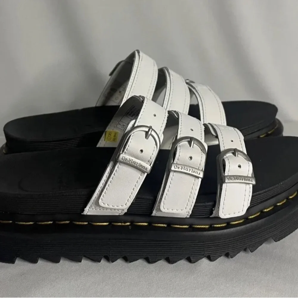 Dr Martens Blaire Slide Womens White 3 Strap Buckle Platform Sandals - Picture 3 of 5